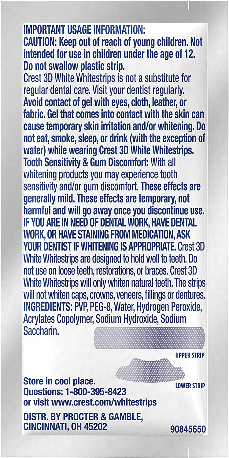Crest 3D White Luxe Whitestrip Teeth Whitening Kit, Glamorous White, 14 Treatments( Each with 1 Upper/ 1 Lower), 28 Strips