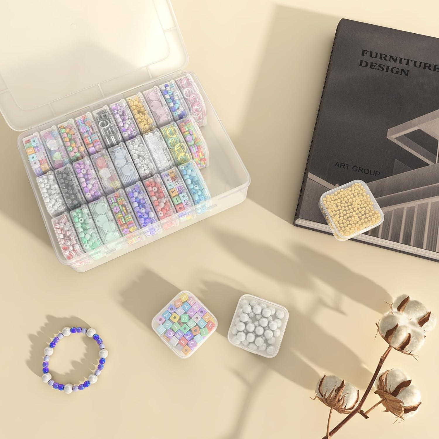 Bead Organizer Box, 93Pcs Small Bead Organizers and Storage Plastic Cases Mini Clear Bead Storage Containers Boxes with Hinged Lid and Rectangle for Bracelet Making DIY Jewelry Craft Nail