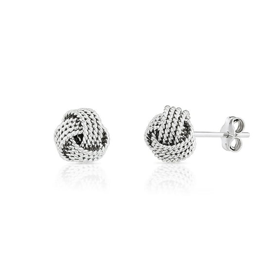 Tilo Jewelry .925 Sterling Silver Knot Stud Earrings Braided Twist Style for Women, Men, Unisex