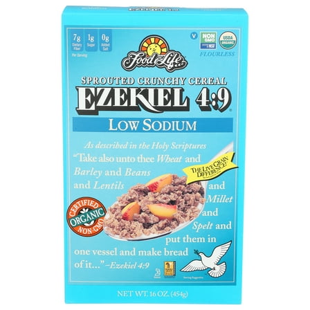 (Pack of 6), Food For Life Ezekiel 4:9 Crunchy Cereal, Low Sodium, 16 oz