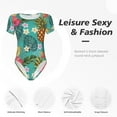thumbnail image 6 of Daiia Pineapple print Women's Crew Neck Short Sleeve Bodysuit Fashion Tops Fit Casual Basic Extender Bodysuit-X-Large, 6 of 9