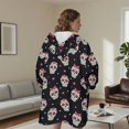 thumbnail image 5 of Skull and Bow Gothic Pattern Oversized Sherpa Fleece Wearable Blanket Hoodie, Double-Sided Warm Fuzzy Pullover with Super Pockets for Women & Men, 5 of 6