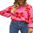 thumbnail image 3 of Ladies‘ Loose Knit Pullovers with Long Sleeves and Drop Shoulders in Floral Design, 3 of 9