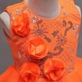 thumbnail image 6 of YWDJ Children Baby Girls Middle-aged Childrens Sleeveless Embroidery Mesh Dress Gauze Dress Princess Dress Orange 5-6T, 6 of 9