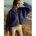 thumbnail image 2 of PUWEI Women's Sherpa Fleece Cropped Jacket Fuzzy Warm Coat Button Down Outwear with Pockets, 2 of 7
