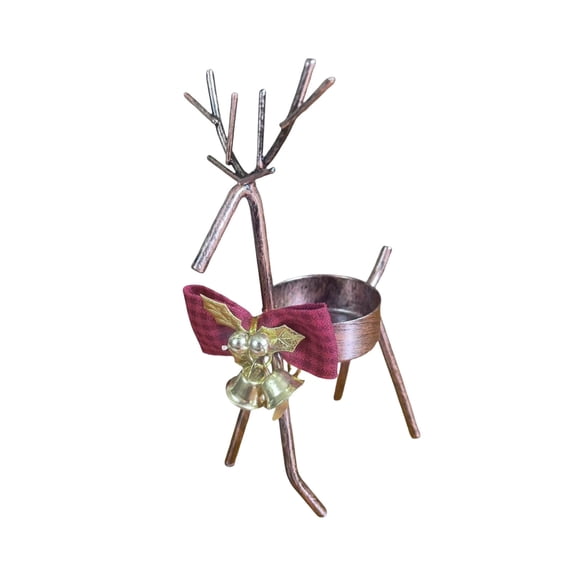 JoyMoreHome Christmas Reindeer Shape Metal Candle Holder, Durable and Rust-Proof Candlestick, for Christmas Party, Tabletop Centerpiece, Window, Desk
