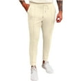 thumbnail image 2 of Tdoqot Mens Pants Straight Leg Waffle Slim Fit With Pockets Casual Mens Sweatpants Khaki Size 3XL, 2 of 6