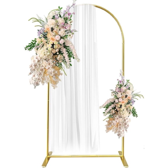 2x5ft Gold Metal Wedding Arch Backdrop Stand for Ceremony Event Decor