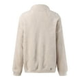 thumbnail image 7 of Telankuip Quarter Zipper Sweatshirts for Women Loose Warm and Soft Comfortable Pullovers Tops Long Sleeve Drop Shoulder Thick Hoodless Sweatshirts with Pocket Beige XL, 7 of 7