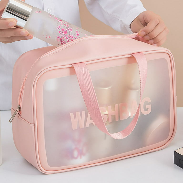 Happy Date Clear Cosmetics Bag Toiletry Bag, Large Clear Travel Bag for  Toiletries, Waterproof & Draining Transparent Makeup Bag Tote Bag, Carry On  Airport Airline Compliant Bag 