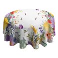 thumbnail image 4 of Round Tablecloths Yellow Purple Flower Table Cloth Water Resistant Fabric Stain-Resistant Wrinkle Free Soft Table Covers for Dining Kitchen Parties Heavy Weight Tabletop Cover 60x60 Inch, 4 of 6