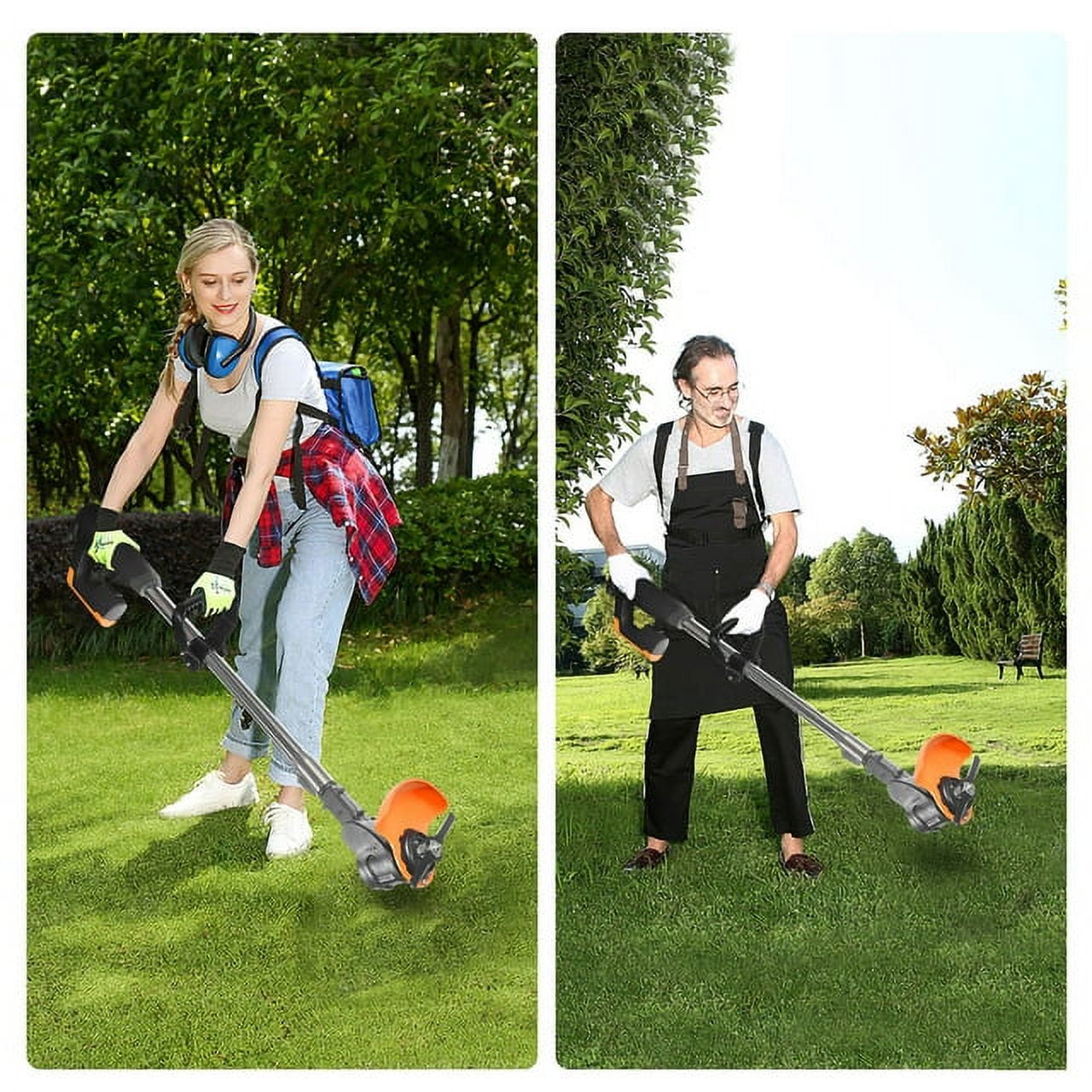 Paddsun Weed Wacker Grass Trimmer, 24V Cordless Weedeater Lightweight Electric Brush Cutter with 2 Batteries and Charger