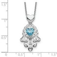thumbnail image 5 of Auriga Fine Jewelry 925 Sterling Silver Blue and Clear CZ Hamsa Necklace for Women 17.5", 5 of 6