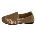 thumbnail image 6 of Penny Loafers for Women Floral Embroidery Low Top Flat Shoes Lightweight Wide Toe Box Casual Walking Shoes Brown Size 8, 6 of 6