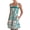 Turquoise, variant on Women's Printed Square Neck Midi Dress 100% Polyester Buttoned Pockets Zipper No Stretch Casual Everyday Wear Chic