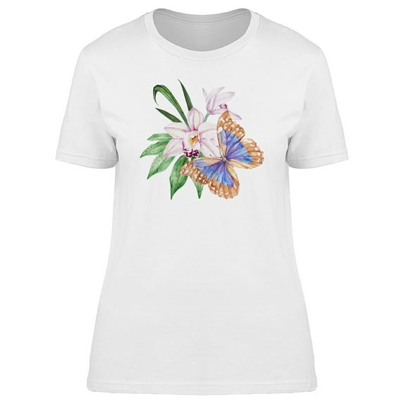Golden-Blue Butterfly Tee Women's -Image by Shutterstock