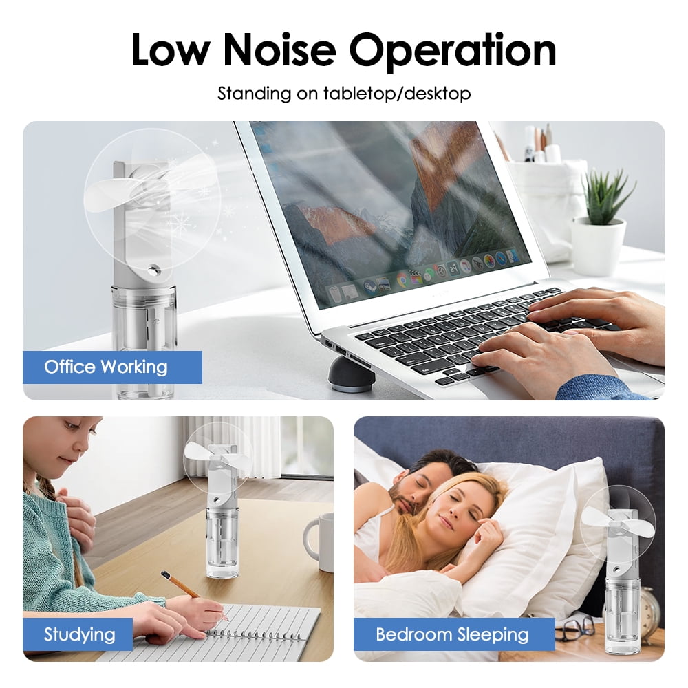 Misting Fan Portable, Hand Held Fan with Water Mist, Rechargeable Personal Spray Fan, 4 Speed Wind, Personal Mini Travel Fan, Handheld Fan USB Electric Fan for Home Office Men Women Girl Kids(White)