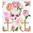 thumbnail image 3 of Ambesonne Skull Shower Curtain, Anchor Roses Peony Art, 69"Wx84"L, White Green Pink, 3 of 3