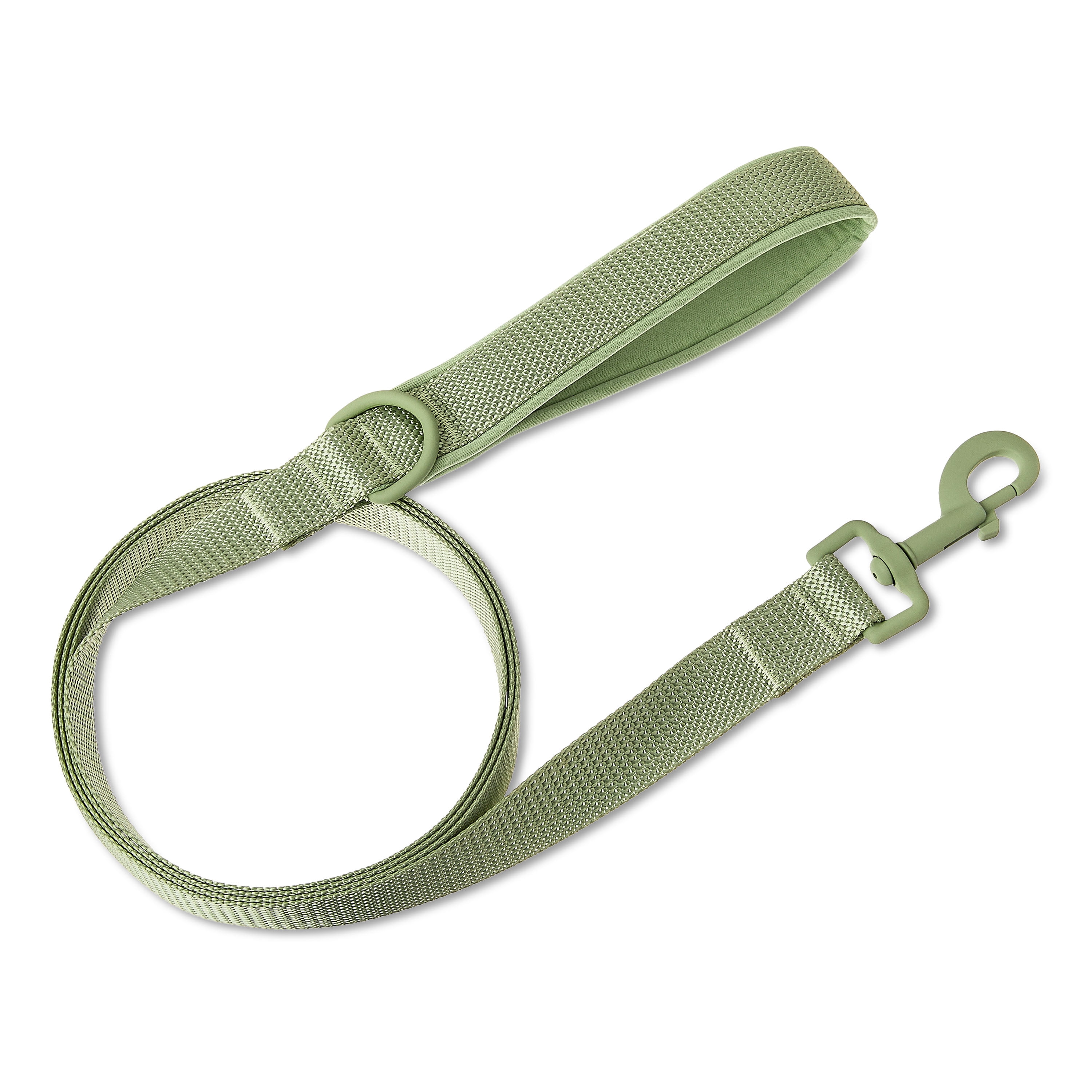 Vibrant Life Neoprene Cushioned Adjustable Dog Collar Medium and 6ft Leash, Sage, Size Medium