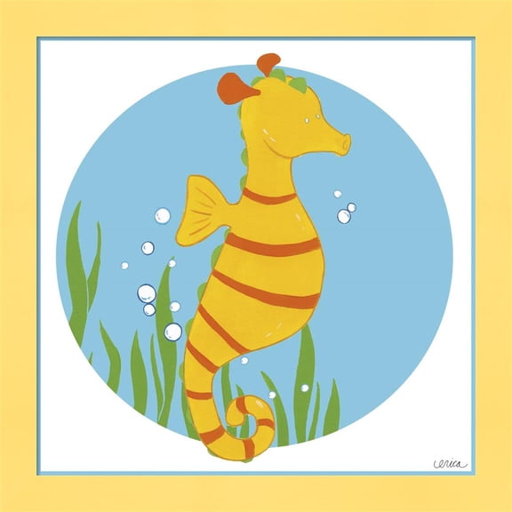 Great Art Now Sally the Seahorse by June Erica Vess, Framed Wall Art, 14W x 14H