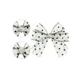 thumbnail image 3 of INSPIRE CHIC Elegant Womens Brooch Clip Bow Mesh Polka Dot Bow Tie with Beads for Special Occasions White, 3 of 5