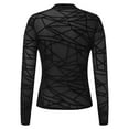 thumbnail image 6 of Lace Mesh Sheer Long Sleeve Tops for Women Neck Ted See Through Tee Going Out Fitted Tight T Shirts Blouses M, 6 of 7