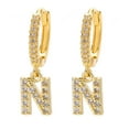 thumbnail image 1 of LSLJS Dainty Gold Plated Initial Hoop Earrings Letter Alphabet Dangle Earrings Fashion Sparkly Rhinestone Letter Initial Pendant Drop Earrings for Women Valent, 1 of 1