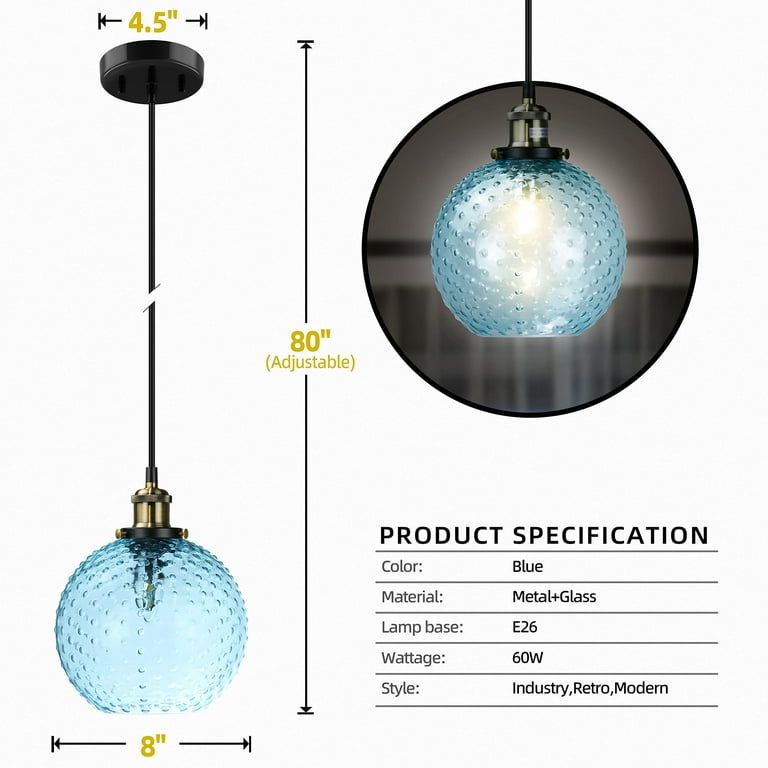 Blue globe pendant light sale