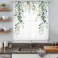 thumbnail image 5 of Eucalyptus Leaves Sheer Curtains 45 Inches Long, Spring Sage Green Summer Botanical Light Filering Curtains, Breathable Simi Curtain Privacy Drapes for Kitchen Bathroom Small Window Treatment, 5 of 9