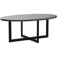thumbnail image 5 of LEEMTORIG Solid Wood Oval Coffee Table for Living Room, 47.9 inch Large Modern Industrial Center Table, Cocktail Table with Wood Tabletop and Metal Legs for Small Space, Rustic Black KFZ-1831-BK, 5 of 8