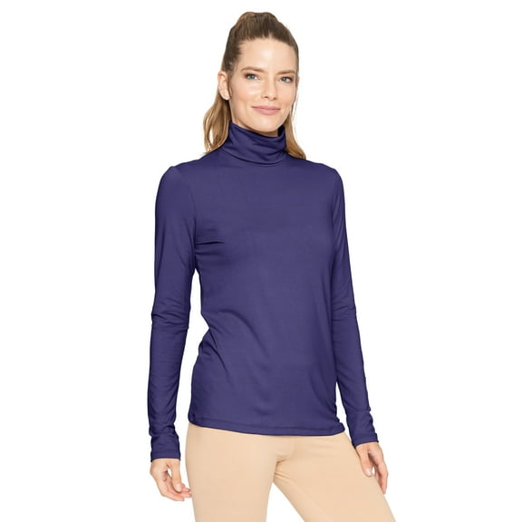 Stretch Is Comfort Women's Warm Long Sleeve Turtleneck Top Navy Blue Medium