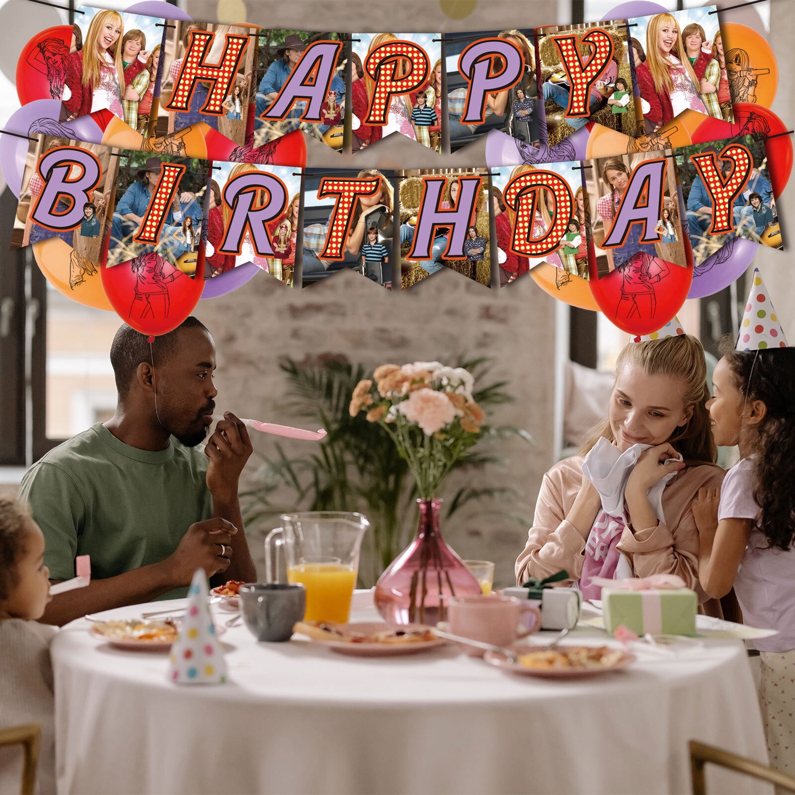 32 Pcs For Hannah Montana Theme Birthday Party Decorations Set 18 Balloons,13 Cupcake Toppers,With 1 Happy Birthday Banner,All-in-One Celebration Party Kit Supplies