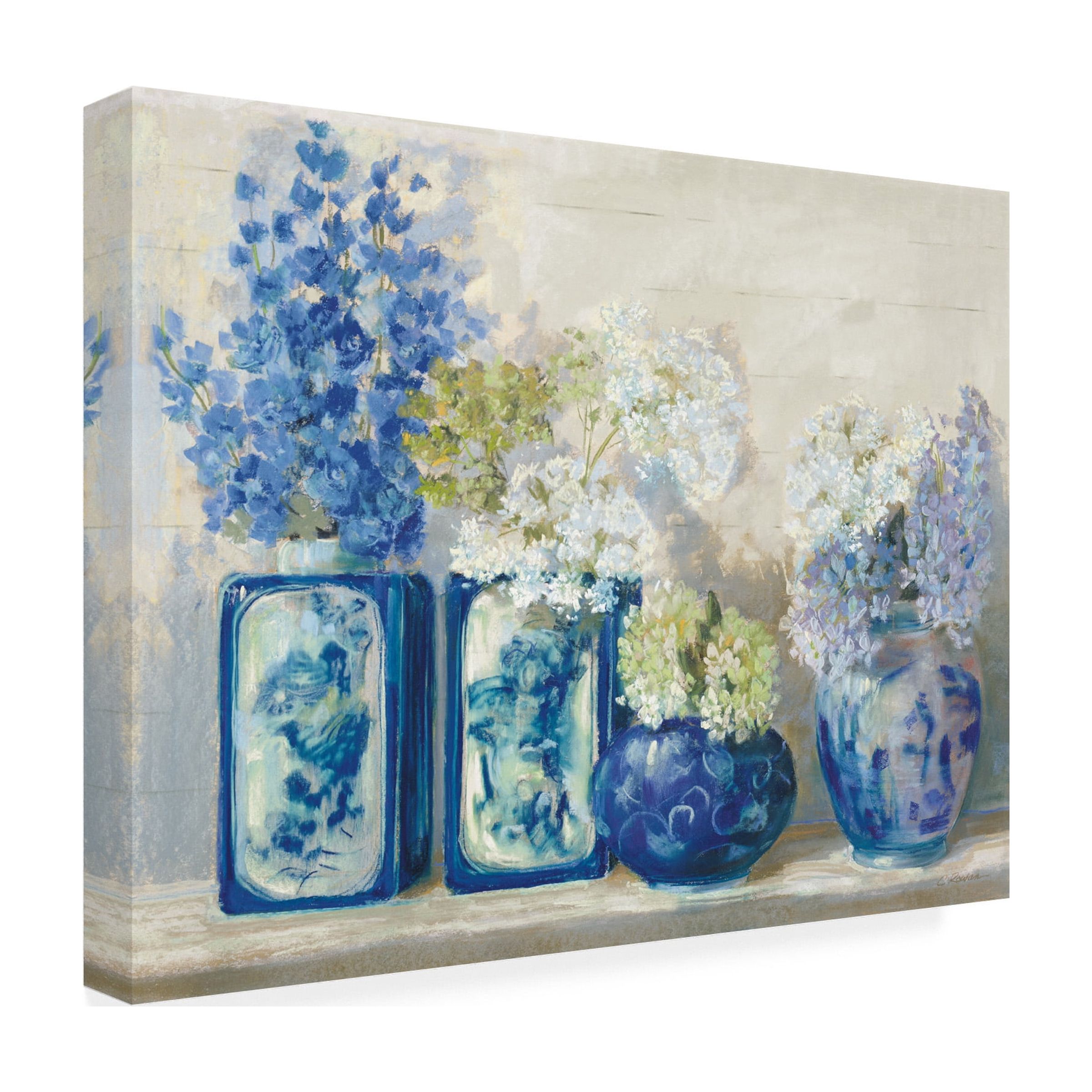 Carol Rowan 'Ladys Mantle on Shiplap' Canvas Art