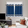 thumbnail image 5 of Navy Blue Kitchen Curtains Short 45 Inch Length, Black Modern Geometric Abstract Art Aesthetics Grommet Top Bedroom Living Room Curtains, Light Filtering Cafe Curtain Drapes 2 Panels Set 84''x45'', 5 of 9