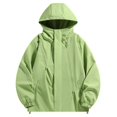 thumbnail image 2 of PNTUTB Fashion Men's Full Zip Hooded Jacket Solid Color Versatile Windbreaker Casual Comfort Lightweight Outdoor Waterproof Coat with Zip Pockets, 2 of 7