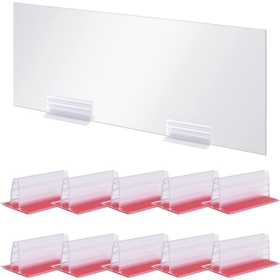 Acrylic Panels Holder, Set of 10 Heavy Duty Self Adhesive Sneeze Guard Holder Sign Plexiglass Holder to Fix Acrylic Sheets and Panels