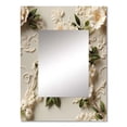 thumbnail image 2 of Designart "Timeless Lace Veil Adorned With White Florals I" Floral Wall Mirror, Printed White Wall Mirror, Traditional Bathroom Wall Mirror, Decorative Floral Mirror - 24x32 Inch, 2 of 5