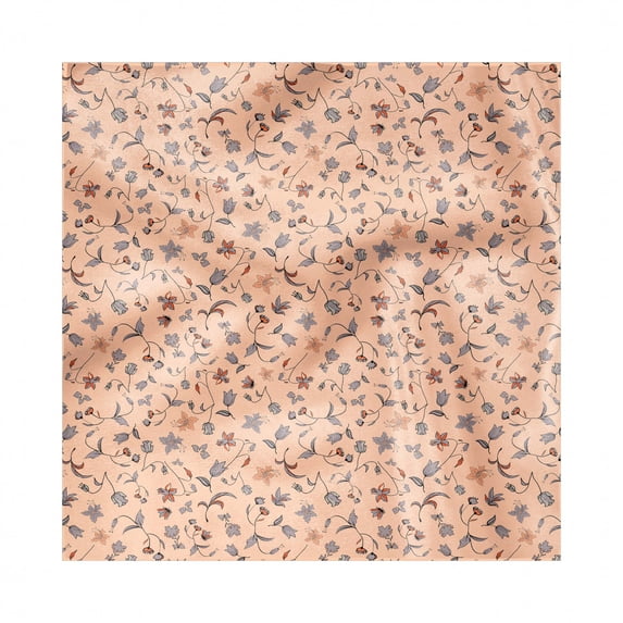 Peach Colors Decorative Satin Napkins Set of 4, Abstract Autumn Botany and Flora in Warm Pastel Tones Pattern, Square Fabric Party & Dinner Napkin, 18", Peach Multicolor, by Ambesonne