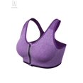 thumbnail image 4 of Gustave Women's Zip Front Close Sports Bra Seamless Wirefree Padded Racerback High Impact Workout Gym Yoga Bras Tank Top "XL, Purple", 4 of 10