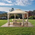 thumbnail image 2 of Noble House Skyline Outdoor 10' x 10' Canopy Gazebo with Curtains in Beige/Brown, 2 of 10