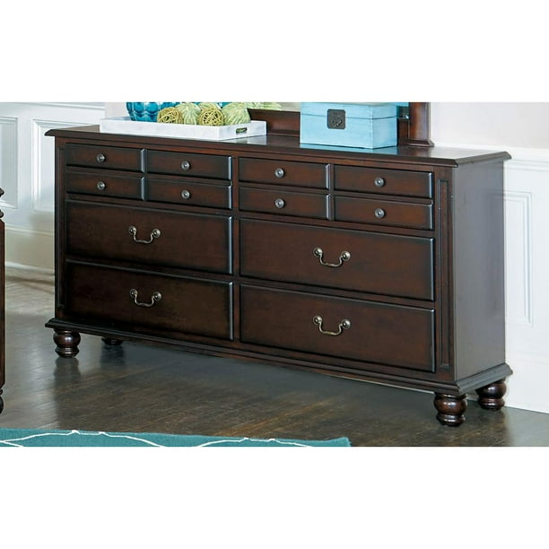 Wooden Dresser With Roomy Storage Burnished Dark Cherry Brown Walmart Com Walmart Com