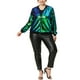 thumbnail image 2 of Chaquetas metálicas de talgrande pamujer Chaquebomber con cremalley lentejuelas brillantes Verde 4X, 2 of 6
