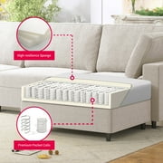 MUZZ L Shaped Sectional Sofa, Convertible 107 Oversize Modular Sectional Sofa, 3 Seater Sectional Couch with Pillows and Chaise Lounge for Living Room/Apartment, Beige,Right
