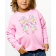 thumbnail image 3 of Pastel Easter Bow Sweatshirt for Girls Spring Holiday Flowers and Bunnies Pullover for Kids Pink Sweatshirt 3T, 3 of 4