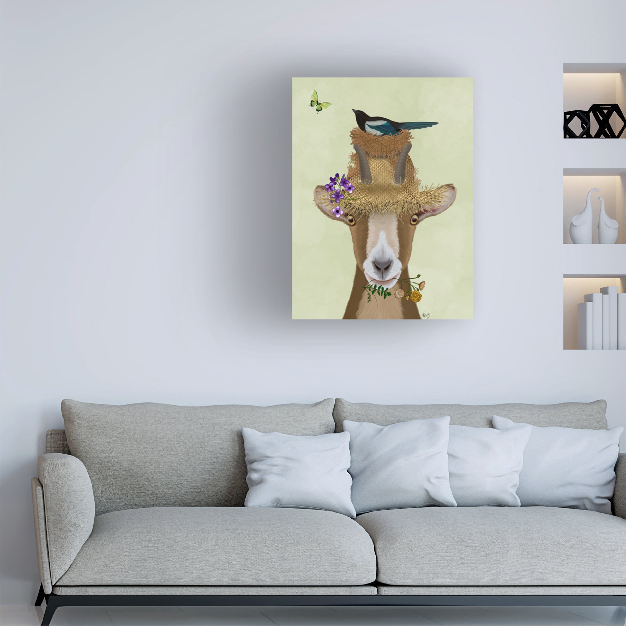 Fab Funky 'Goat In Straw Hat' Canvas Art