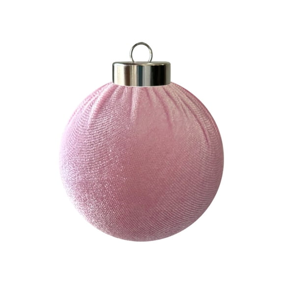 8 Pack Pink Textured Fabric Christmas Ornaments, 3.15 Inch Round Hanging Ball with Silver Caps for Christmas Tree, Garland, Wreath, and Holiday Decor