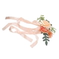 thumbnail image 4 of Respaldo de silla de boda, flores artificiales, decoración de flores para silla de boda con tela de hilo para fiesta de boda, champán, 4 of 10