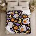 thumbnail image 4 of Sleepy Ghosts With Smiling Pumpkins And Moons, Soft Flannel Blanket with Soft autumn celebration Cartoon Print, Housewarming Gift and Home Decor for Bedroom and Living Room, 4 of 7
