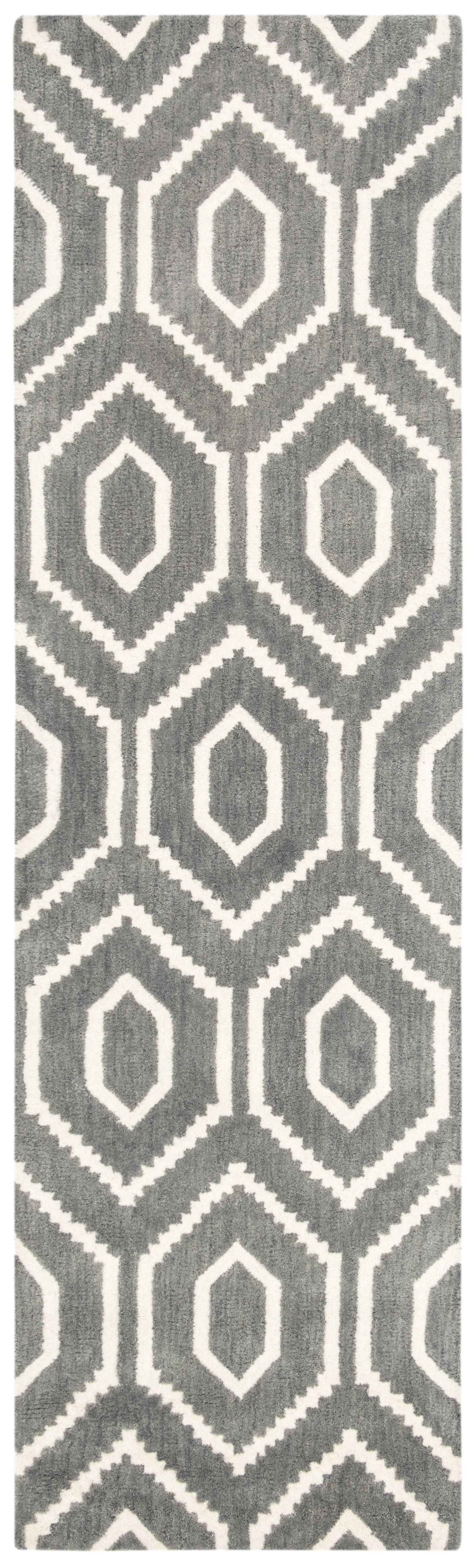 SAFAVIEH Himalaya Diarmait Geometric Wool Runner Rug, Dark Grey/Ivory, 2'3" x 8'