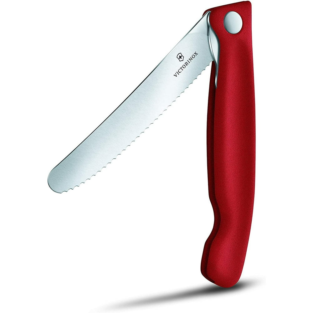 Victorinox Swiss Army Classic Foldable Paring Knife, Serrated Edge, Red